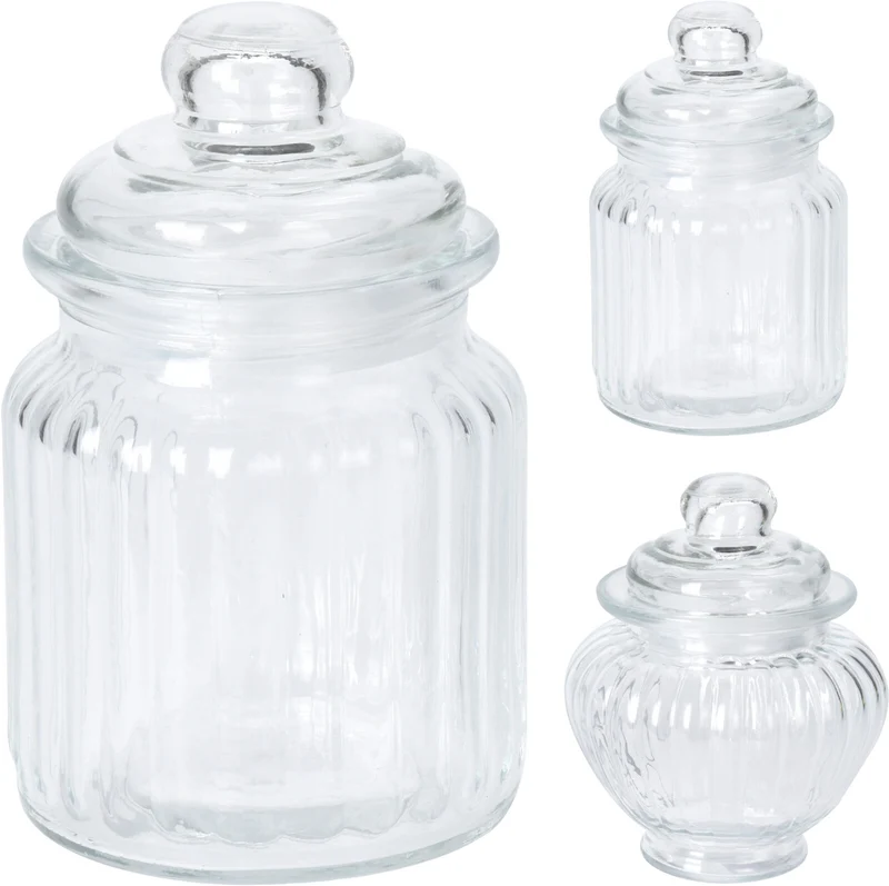 VOORRAADPOT GLAS 2 ASSORTIE VORMEN 12CM