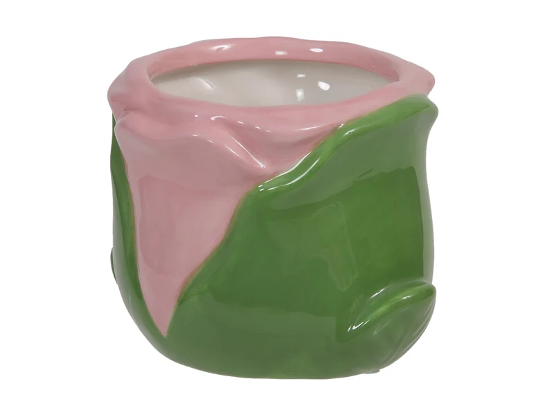 pc. 1 dolomite flowerpot pink 9x7.5 cm