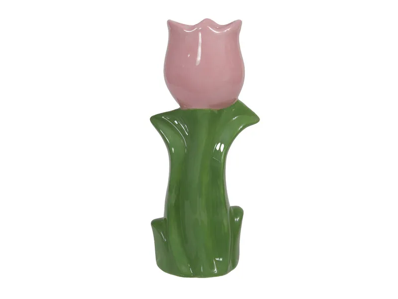 pc. 1 dolomite tulip vase pink 20.5 cm