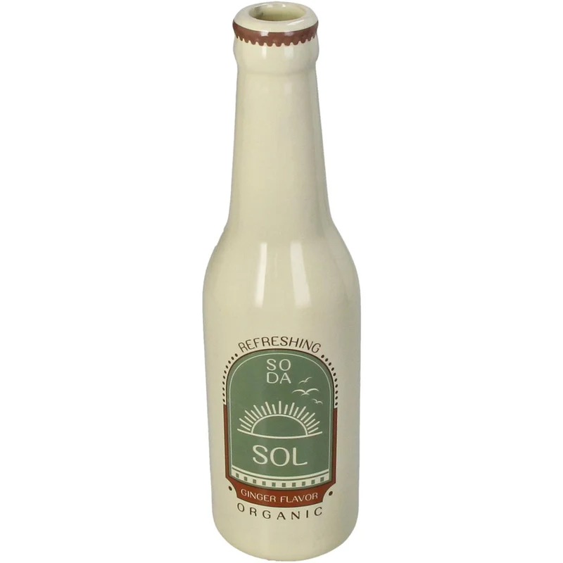 Vase Soda Bottle Sol Fine Earthenware Ivory 6.5x6.5x24cm