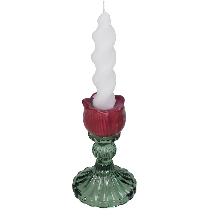 Candle Stick Tulip Glass Purple 8x8x12cm