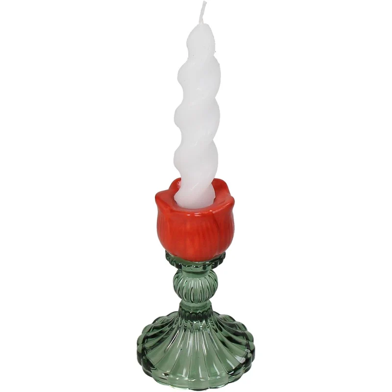 Candle Stick Tulip Glass Orange 8x8x12cm