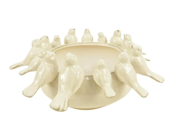 BOWL/BIRDS CERAMIC D43X19H CREAM