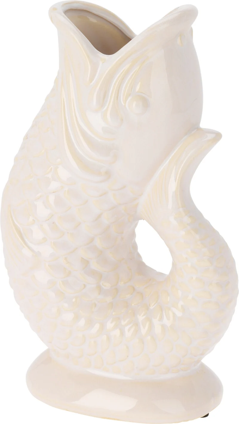 VAAS VIS KERAMIEK MET OPEN MOND WIT 13,3X7,5X20,5CM