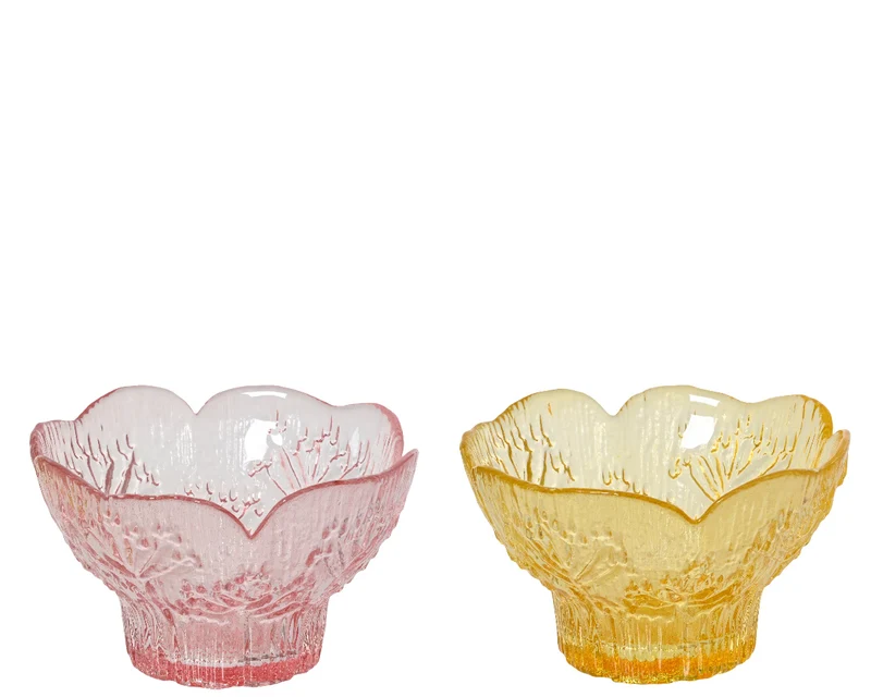 Schaal glas 2col ass D12,5 H8cm