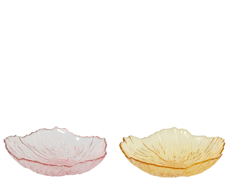 Glazen schaal bloem 2 assortie D25 H6cm