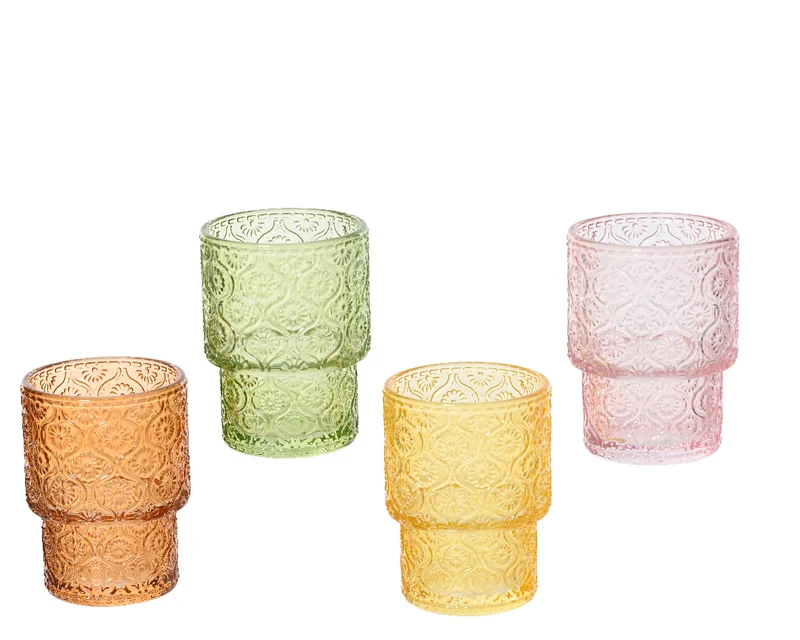 Sfeerlicht/drinkglas 4col ass D7 H9,2cm