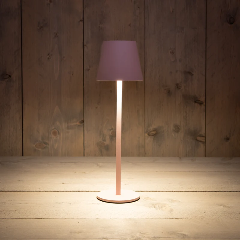 PORTABLE TAFELLAMP 11X36.5CM MAT ROZE LED WARM WIT DIMBAAR - 2000MAH LI-ON - USB KABEL INCL.