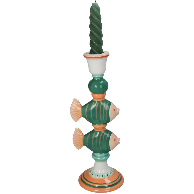 Candle Stick Fishes Stoneware Multi 10.4x9.3x26.5cm