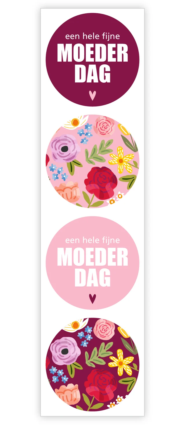 Rol 500 etiketten ''Een hele fijne moederdag'' Ø35mm Combi