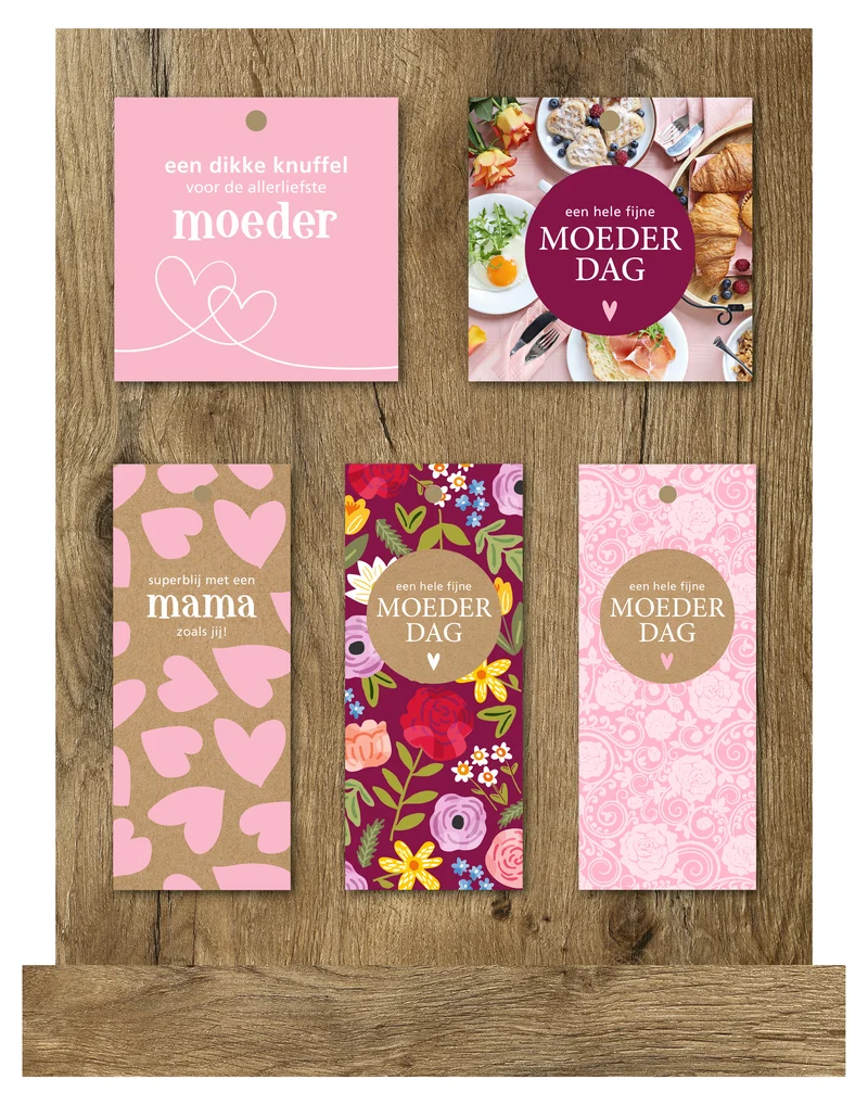 Display met 60 kadokaartjes in 5 motieven ''Moederdag2''