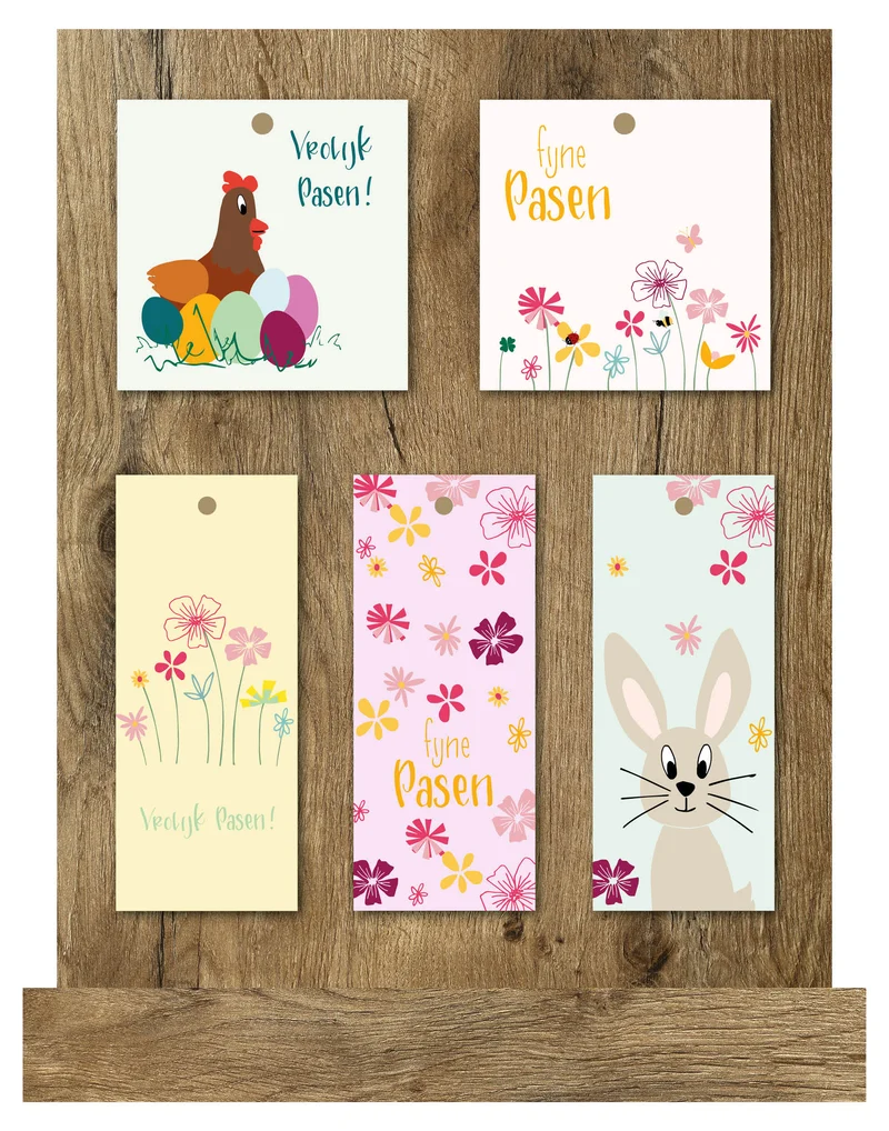 Display met 60 kadokaartjes in 5 motieven ''Pasen''