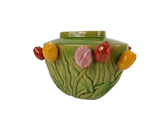Vaas Tulip Keramiek 32x23x20cm Groen