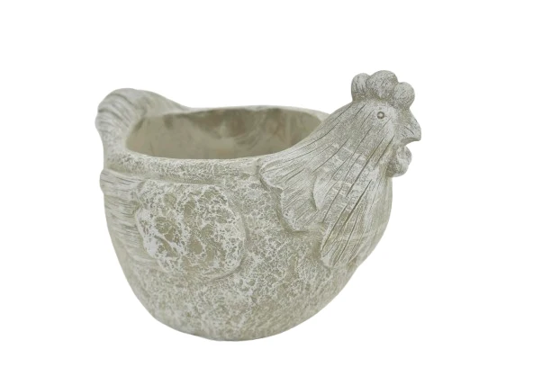 POT CEMENT ROOSTER 17X13X12H GREY