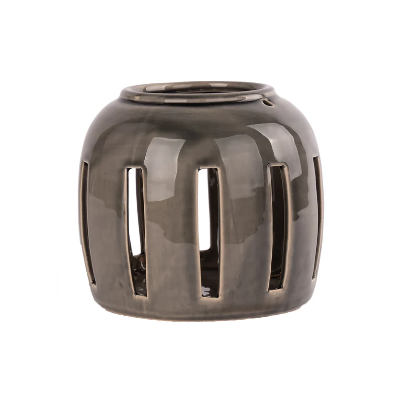 Lantern Ceramic Vils D16 H14cm Grey