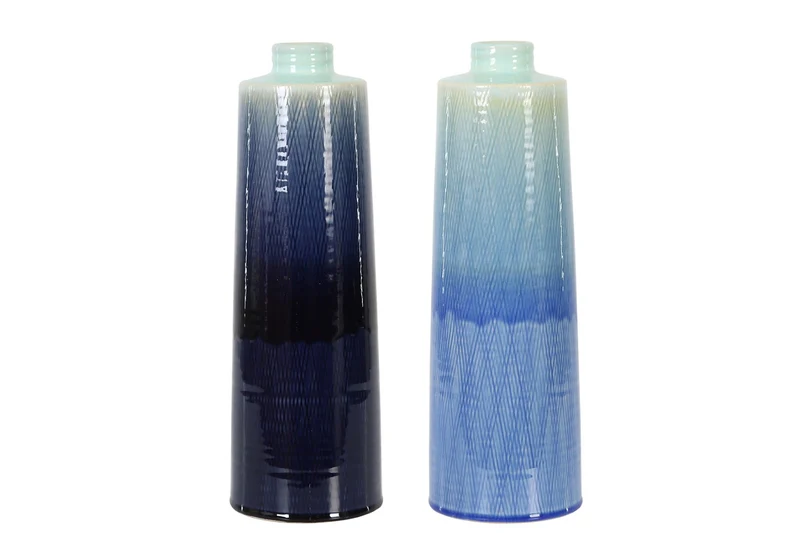 Vase ceramic Ø14x42cm 2 assorted Blue mix
