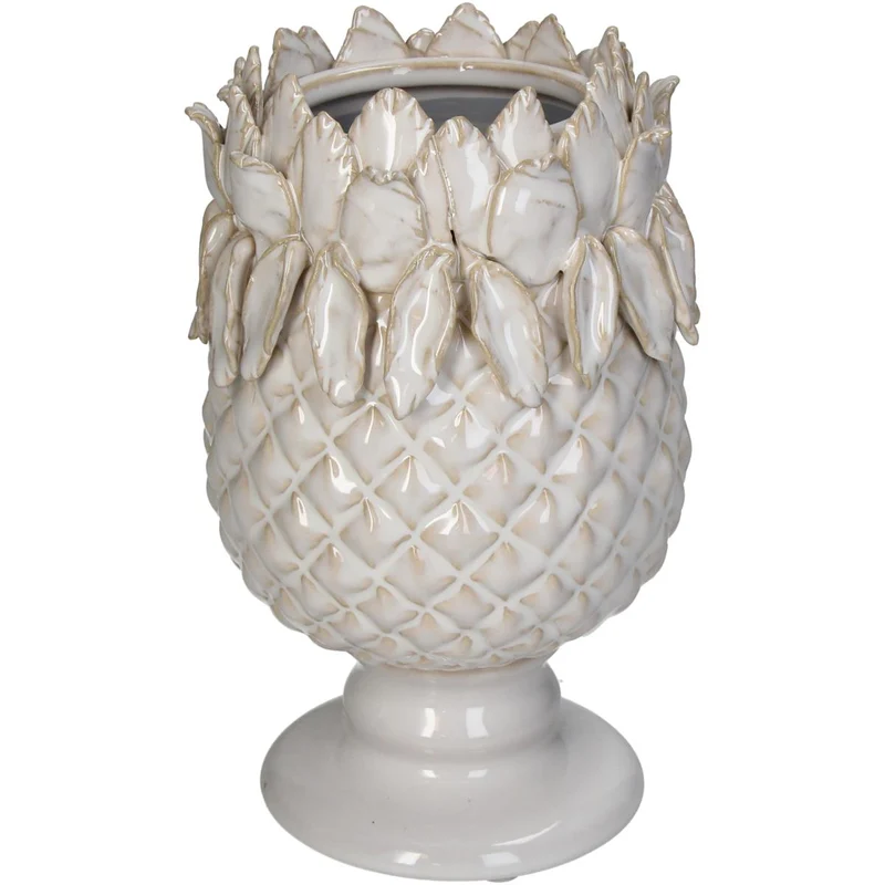Vase Stoneware White 14x14x22cm