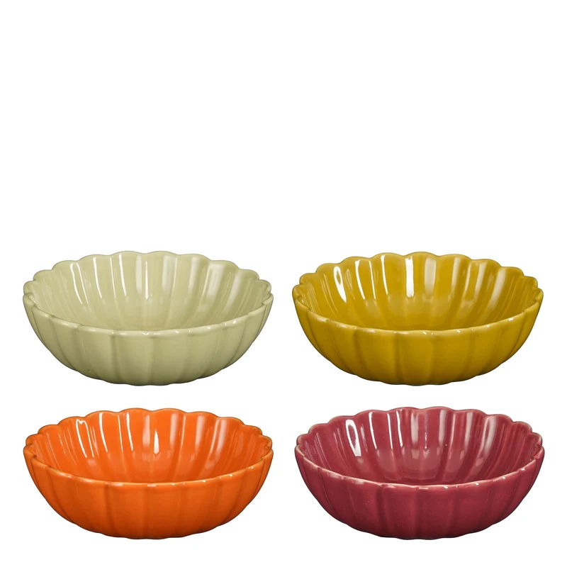 Corfu schaal oranje l.groen roze geel 4 assorti - h5xd14cm