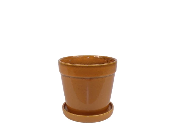 Arcey pot met schotel D17 H15cm Amber