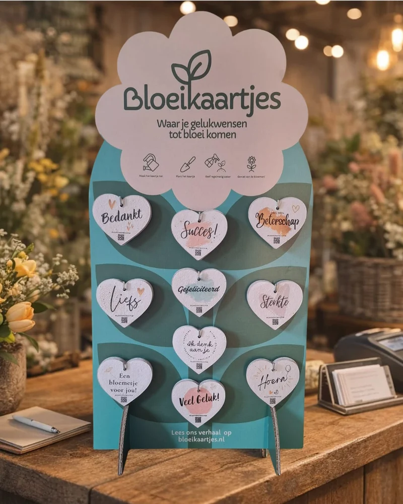 Display met 100 Bloeikaartjes