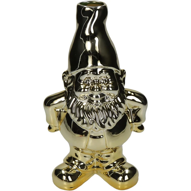Vase Gnome Ceramic Gold 14x11x24cm