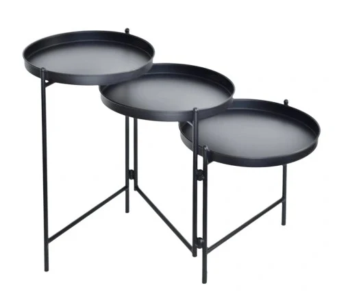 Table foldable metal 113.5x35x57.5cm Black