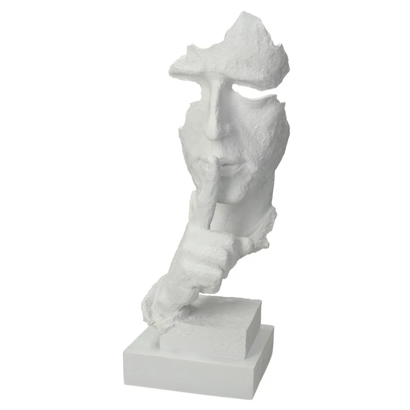 Ornament Face Polyresin White 34x12x14cm