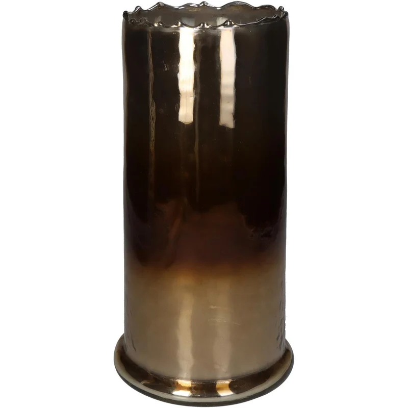 Candle Holder Glass Amber 16x16x31cm