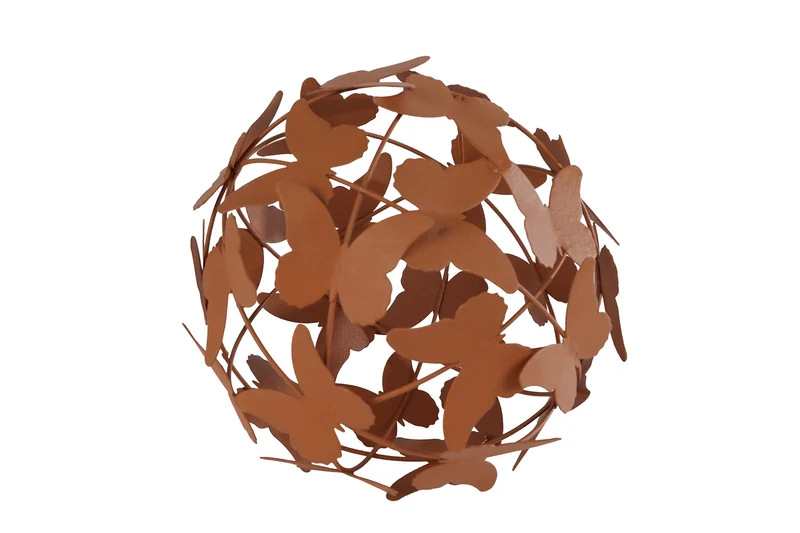 Decoratiebal "Vlinders" roestbruin metaal 24x24x24cm
