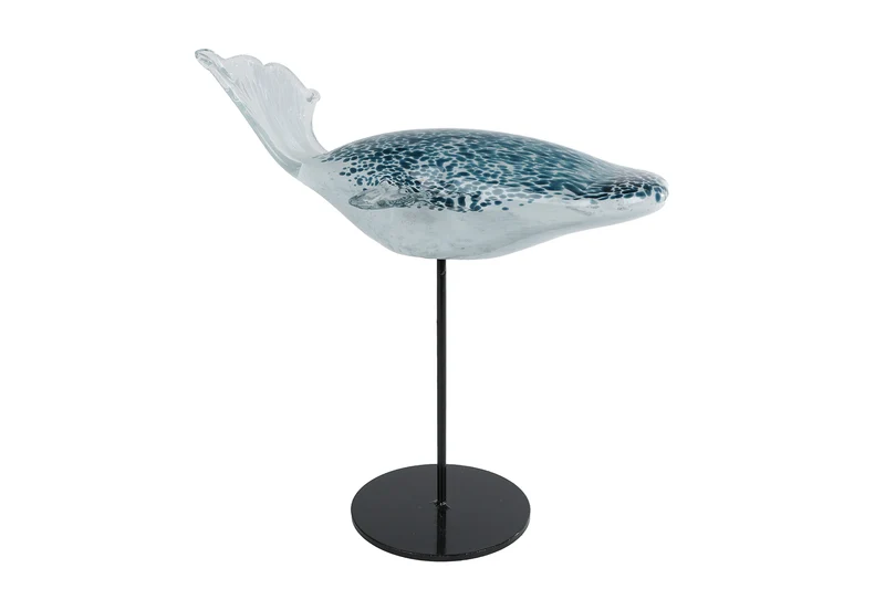 Sculptuur "Whale" o/standaard grijs glas 30x13,5x28,5cm