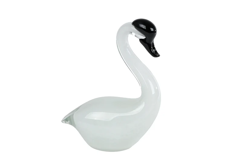 Sculptuur "Swan" wit glas 14x7x20cm