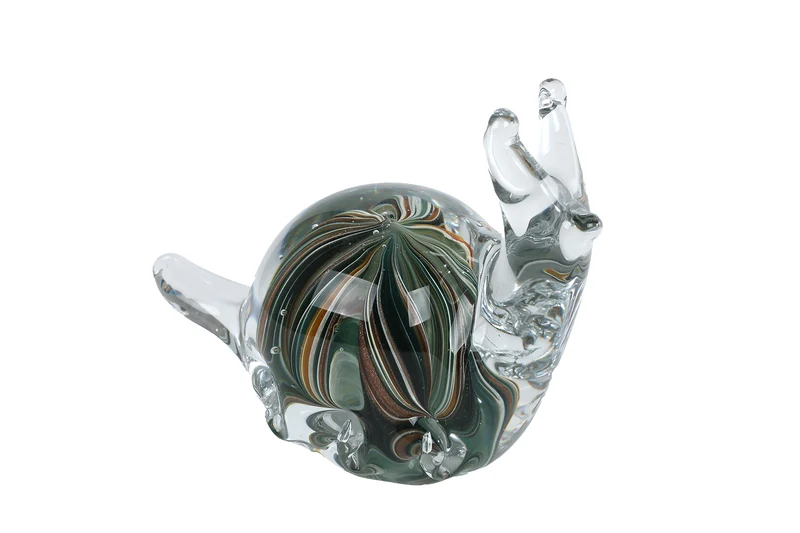Sculptuur "Snail" bruin/groen glas 12,5x6,5x9,5cm