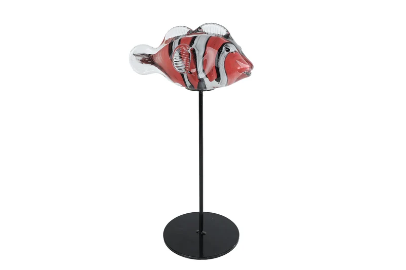 Sculptuur "Fish" o/standaard oranje/wit glas 17,5x12x33cm