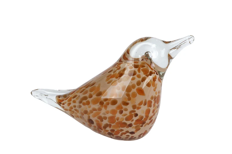 Sculptuur "Bird" liggend bruin glas 15x6x9,5cm