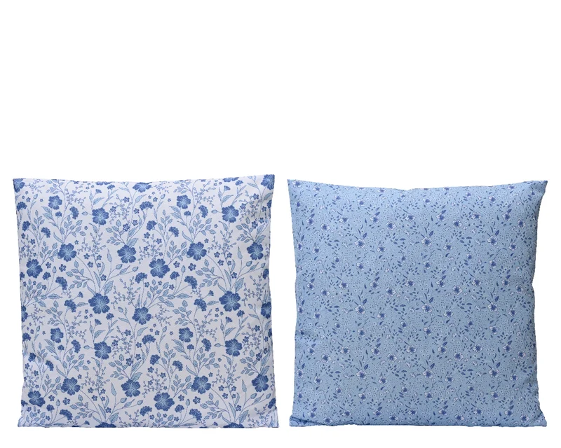 Kussen polyester 2ass buiten blauw/wit L.45cm x W.45cm x H.8cm