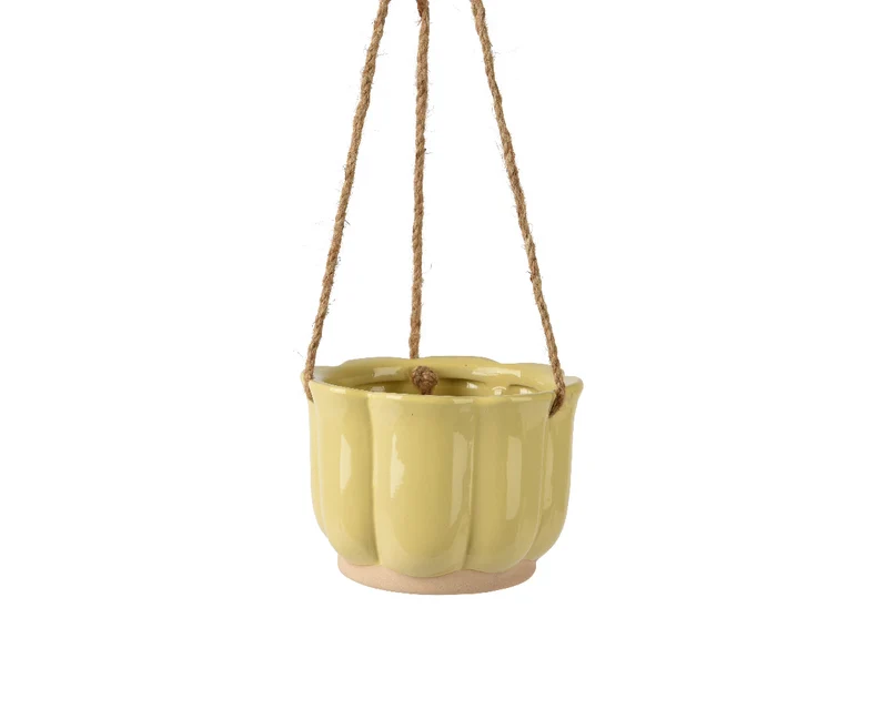 Hangende planter keramiek geel dia13.2cm x H.9.5cm