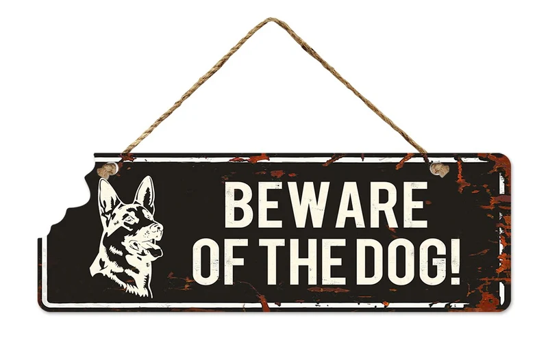 Wall Hanger Metal "Beware Dog" 30x10cm