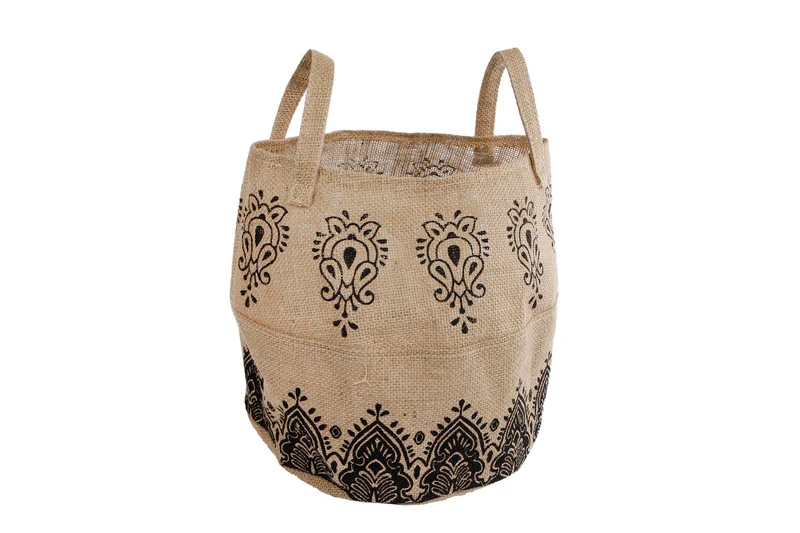 Mand "Taja" naturel/zwart jute 30x30x28cm