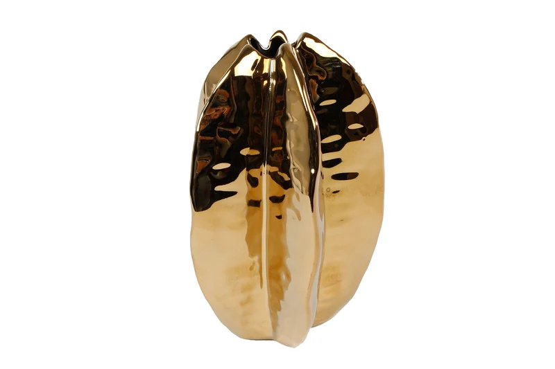 Vaas "Carambola" L goud aardewerk 12,5x12,5x18,5cm