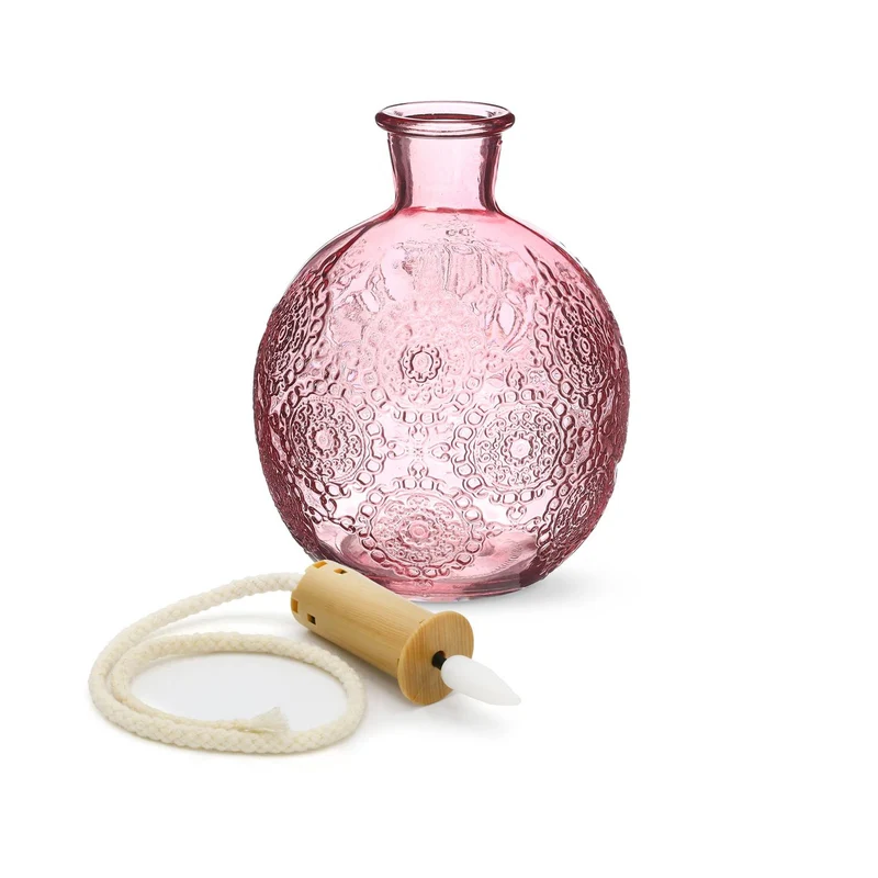 With love, giftbox Bologna fles glas + led-lont roze