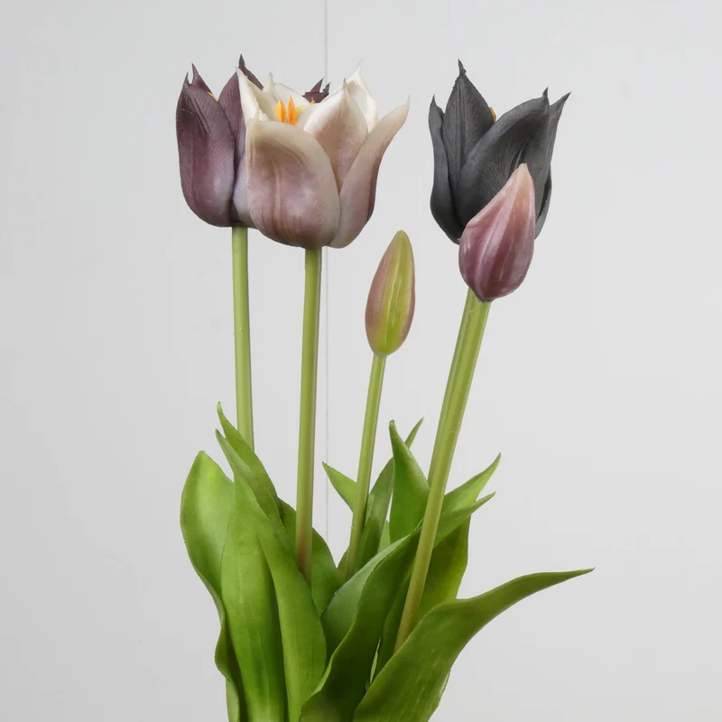 Real Touch Tulip Bundle x5 L45cm Mix Mauve