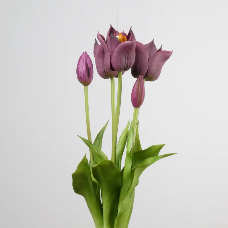 Real Touch Tulip Bundle x5 L45cm Aubergine