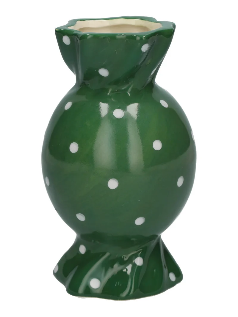 Vase Candy d6.5/8.5xh15 green+dots