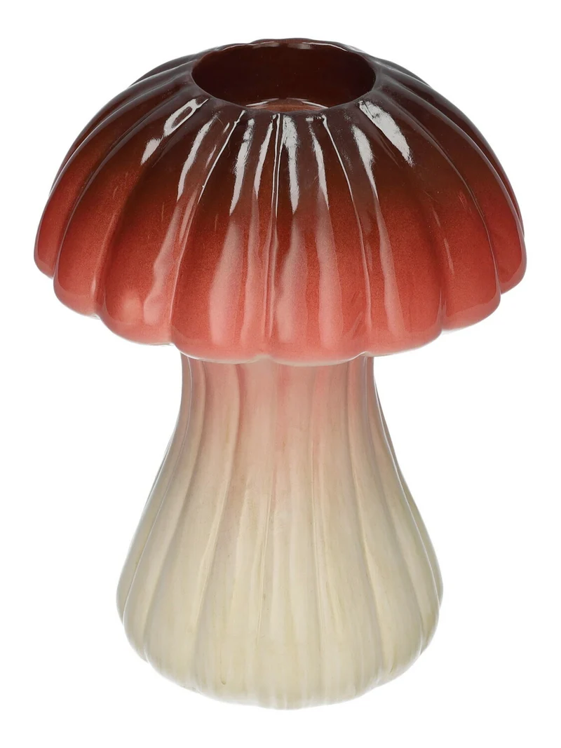 Theelicht Paddenstoel Champignon met lijnen Bordo D16 H20 cm Keramiek