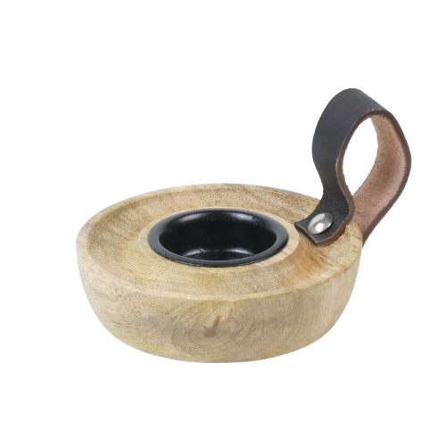 Candleholder Mangowood Ø10x6cm