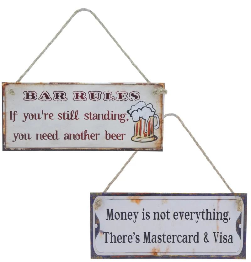 Wall Hanger Metal Bar/Money 30x13cm 2 assortie