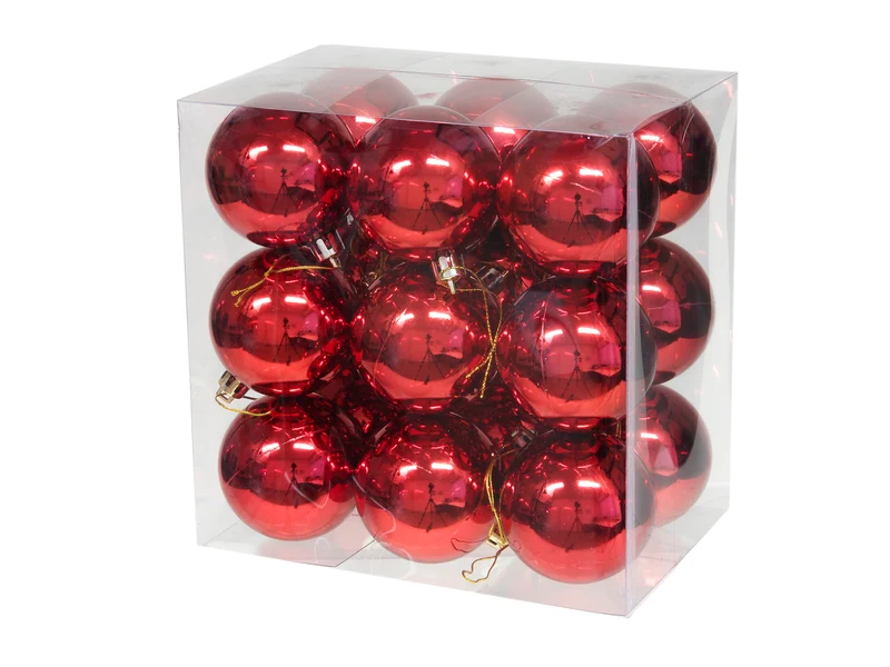 cb. 18 plastic balls red shiny 58mm