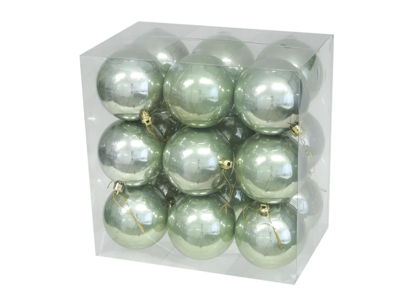 cb. 18 plastic balls green opal 77mm