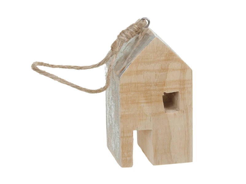 pb. 1 wooden house silver 5x5x10 cm