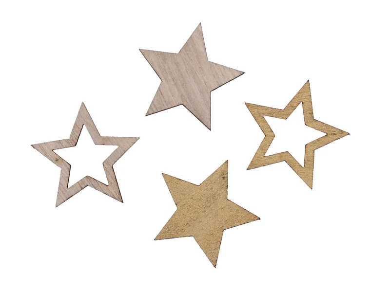 pb. 48 wooden stars gold/natural 2.5 cm